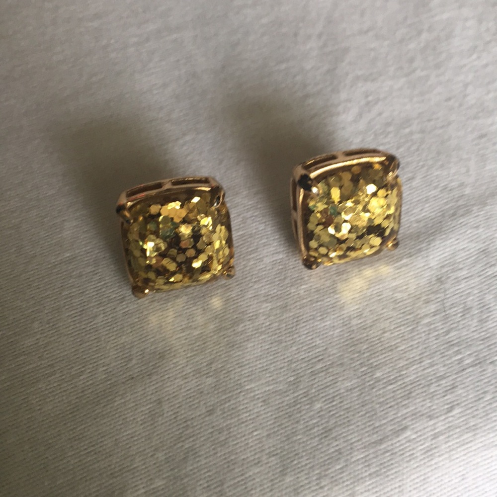gold glitter stud earrings